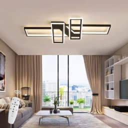 Dimmable Rectangle Ceiling Light with Remote Control for LivingRoom Bedroom Office Hallway Country House 3000-6500K Black
