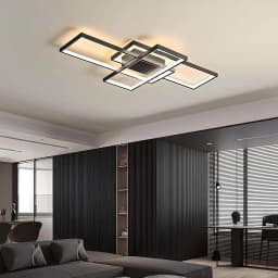 Dimmable Rectangle Ceiling Light with Remote Control for LivingRoom Bedroom Office Hallway Country House 3000-6500K Black
