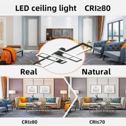 Dimmable Rectangle Ceiling Light with Remote Control for LivingRoom Bedroom Office Hallway Country House 3000-6500K Black