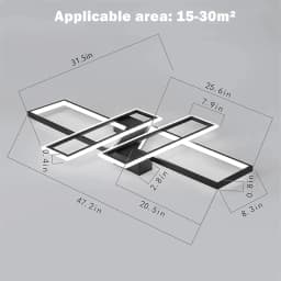 Dimmable Rectangle Ceiling Light with Remote Control for LivingRoom Bedroom Office Hallway Country House 3000-6500K Black