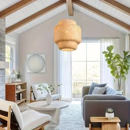 Modern Handcrafted Pendant Lights Bamboo Chandelier | CE 220V E26/E27 | Woven Shade Semi-Flush Mount