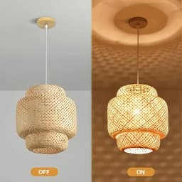 Modern Handcrafted Pendant Lights Bamboo Chandelier | CE 220V E26/E27 | Woven Shade Semi-Flush Mount