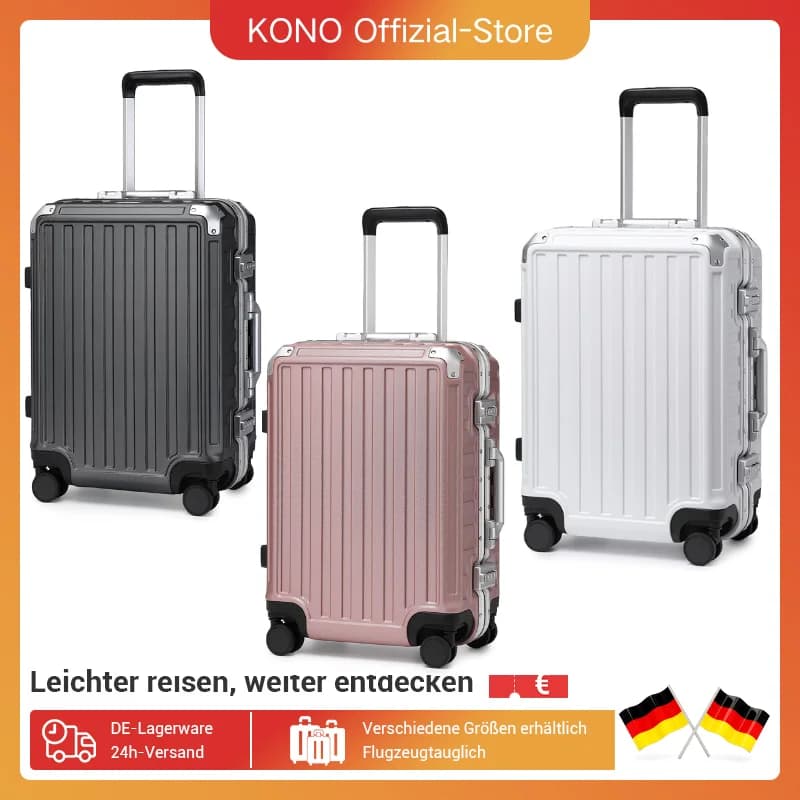 Supercase Hard Case with Aluminum frame PC hand luggage & Check-in Luggage, 4 Rolls & TSA 54x38x23cm