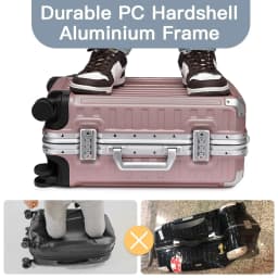 Supercase Hard Case with Aluminum frame PC hand luggage & Check-in Luggage, 4 Rolls & TSA 54x38x23cm