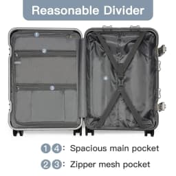 Supercase Hard Case with Aluminum frame PC hand luggage & Check-in Luggage, 4 Rolls & TSA 54x38x23cm