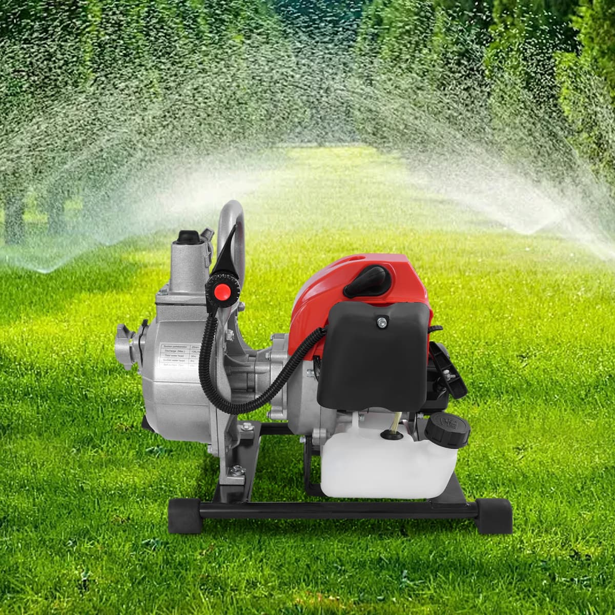 1.25KW Portable Water Transfer Pump, 8500RPM, 2-Stroke 43CC Irrigation Pump for Farms