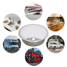 HWHONGRV Stainless Steel RV Round Kitchen Sink - 1 Bowl 365 X 365mm with PP Cutting Board Included - Durable and Easy to Clean