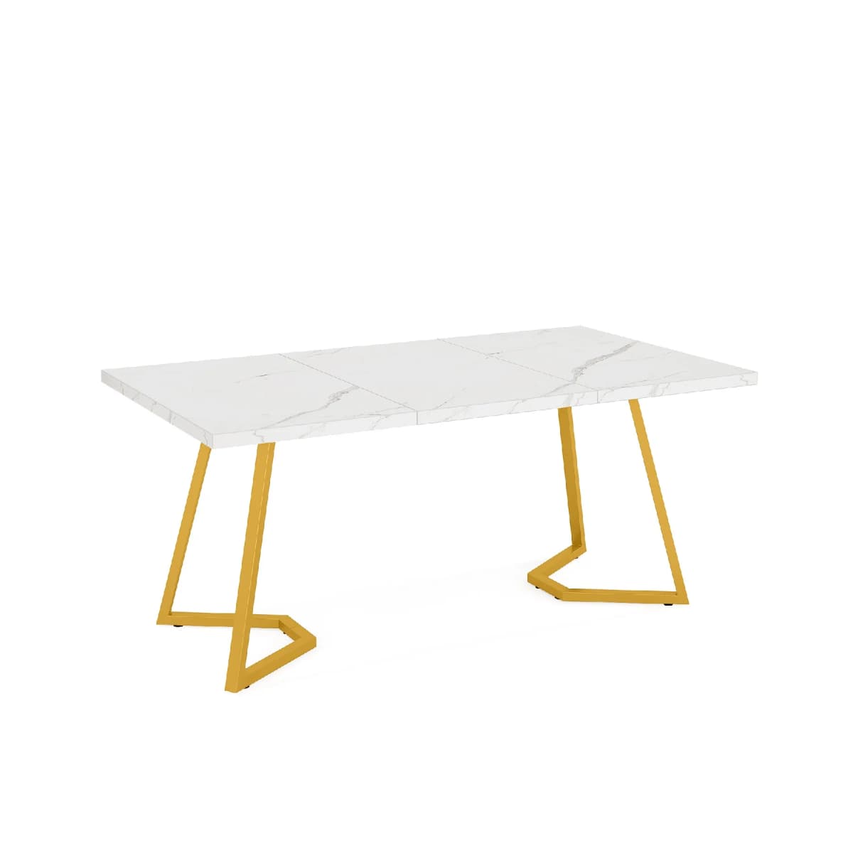 55" Computer Desk, Faux Marble Study Desk Office Table