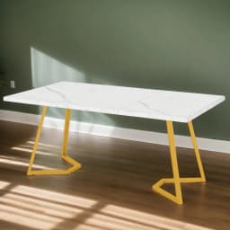 55" Computer Desk, Faux Marble Study Desk Office Table