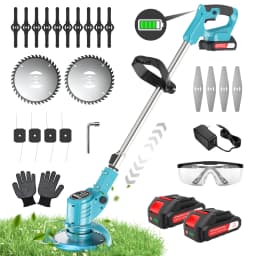 X-COTEC cordless strimmer, 21V cordless grass trimmer, 2 x 1.5Ah batteries, retractable, for lawns, gardens and patios