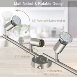 GU10 4-Arm Rotatable Dimmable LED Chandelier, Recessed Modern Ceiling Fixture for Kitchen Living Room Bedroom Indoor