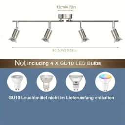 GU10 4-Arm Rotatable Dimmable LED Chandelier, Recessed Modern Ceiling Fixture for Kitchen Living Room Bedroom Indoor