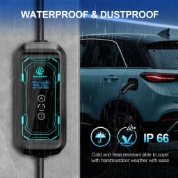 Kolanky Portable EV Charger 16A 11KW Type 2 Electric Vehicle PHEV Hybrid Cars Timer Adjust Current Home Charging Total 5M