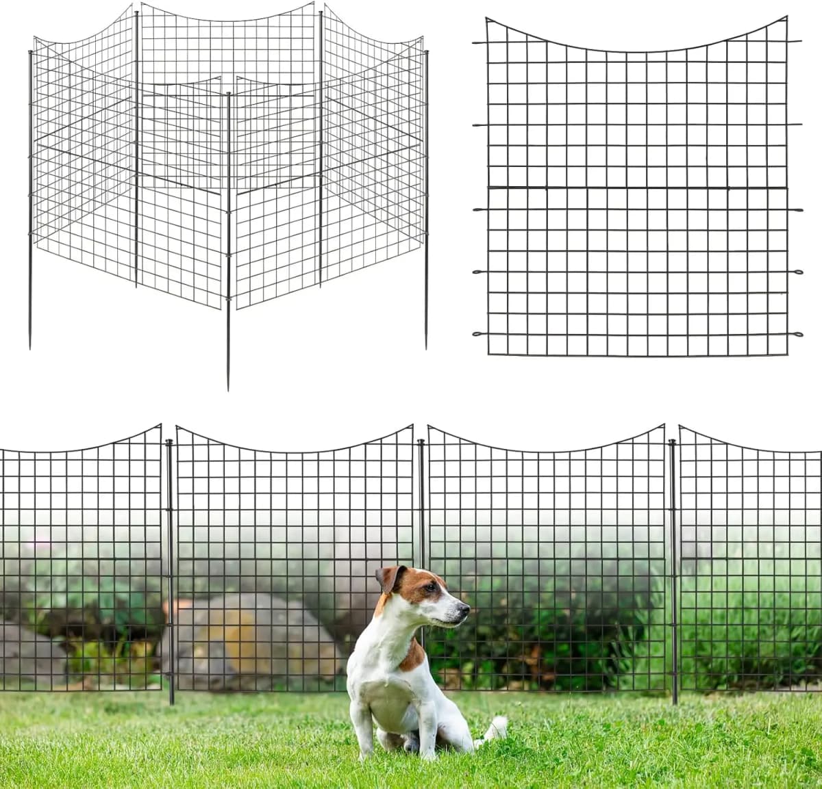 Pack of 5 Decorative Garden Fence,98 cm High,Metal Plug-in Fence with 6 Metal Posts,Landscape Fence for Flower Bed