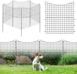 Pack of 5 Decorative Garden Fence,98 cm High,Metal Plug-in Fence with 6 Metal Posts,Landscape Fence for Flower Bed