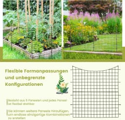 Pack of 5 Decorative Garden Fence,98 cm High,Metal Plug-in Fence with 6 Metal Posts,Landscape Fence for Flower Bed