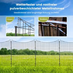 Pack of 5 Decorative Garden Fence,98 cm High,Metal Plug-in Fence with 6 Metal Posts,Landscape Fence for Flower Bed