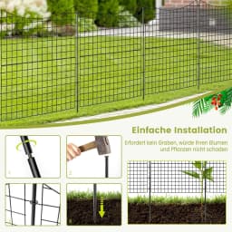 Pack of 5 Decorative Garden Fence,98 cm High,Metal Plug-in Fence with 6 Metal Posts,Landscape Fence for Flower Bed