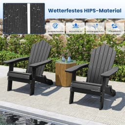 Adirondack Folding Chair, Weatherproof Plastic Adirondack Chair, Garden Chair with High Backrest & Wide Armrests for Garden