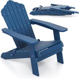 Adirondack Folding Chair, Weatherproof Plastic Adirondack Chair, Garden Chair with High Backrest & Wide Armrests for Garden