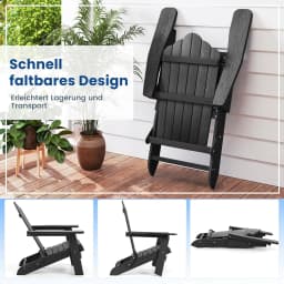 Adirondack Folding Chair, Weatherproof Plastic Adirondack Chair, Garden Chair with High Backrest & Wide Armrests for Garden
