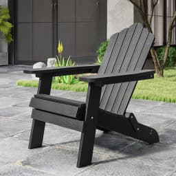 Adirondack Folding Chair, Weatherproof Plastic Adirondack Chair, Garden Chair with High Backrest & Wide Armrests for Garden
