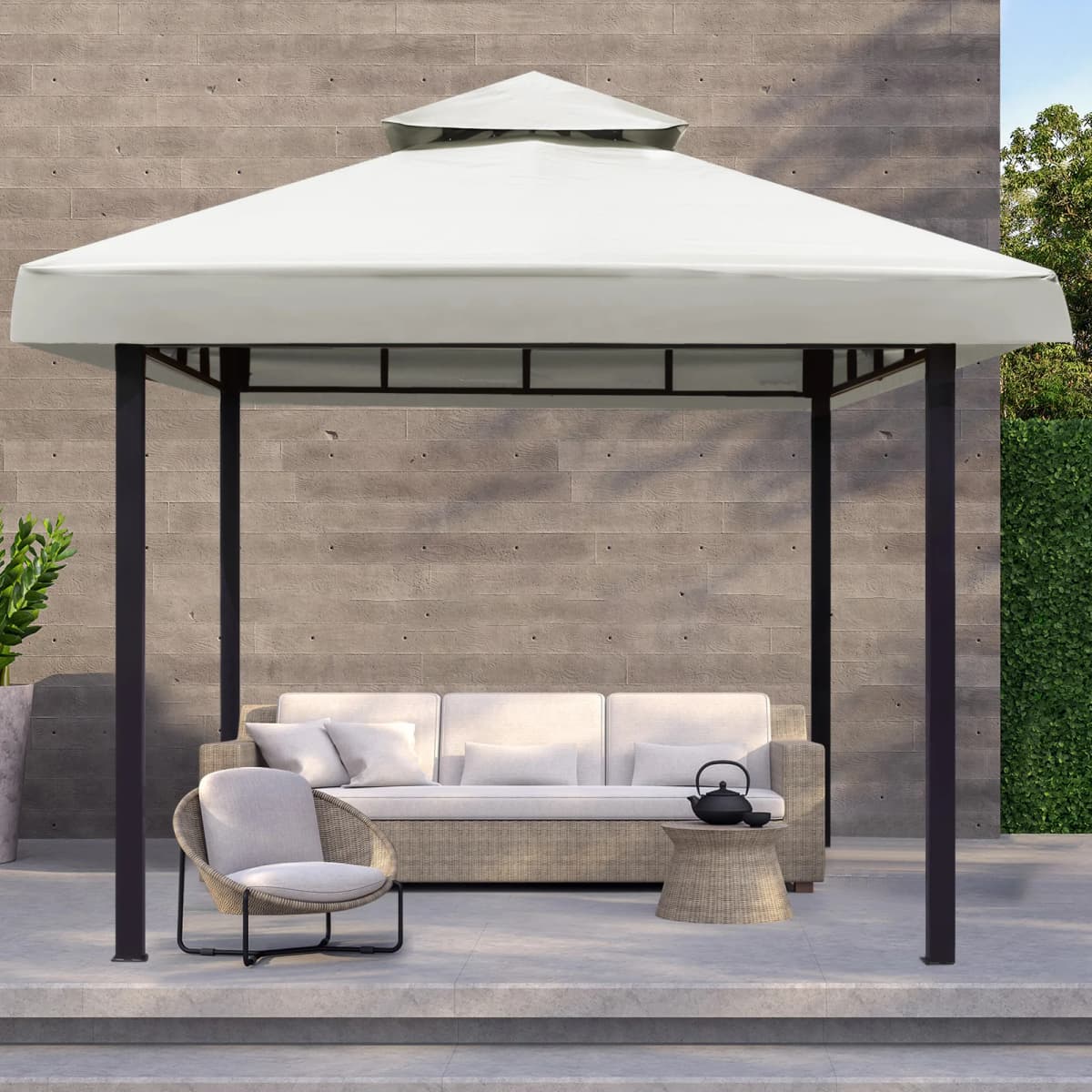 3x3m Thicken Waterproof Replacement Top Canopy Cover Double Gazebo Roof Covers for Yard Patio Garden