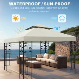 3x3m Thicken Waterproof Replacement Top Canopy Cover Double Gazebo Roof Covers for Yard Patio Garden