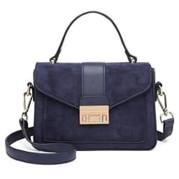 Miss Lulu WOMEN'S shoulder bag Medium Faux Leather & Suede Vintage Flap Crossbody Bag Oval Metal Ornate