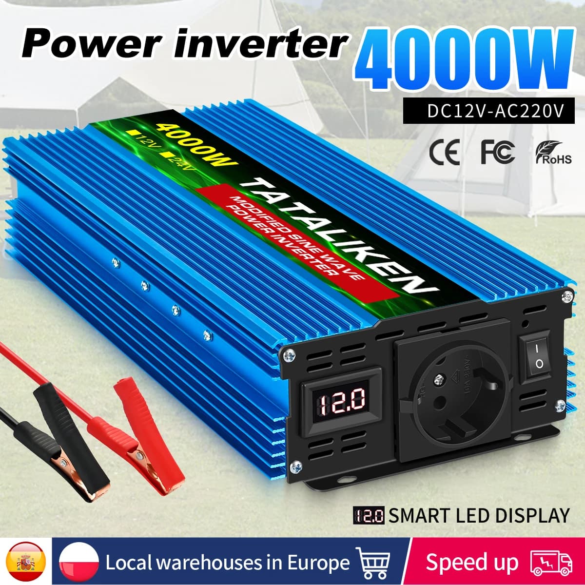 500W 1500W 2000W 2500W 3000W 4000W Modified Sine Wave Inverter Converter12V 220V 50HZ LED Voltage Display