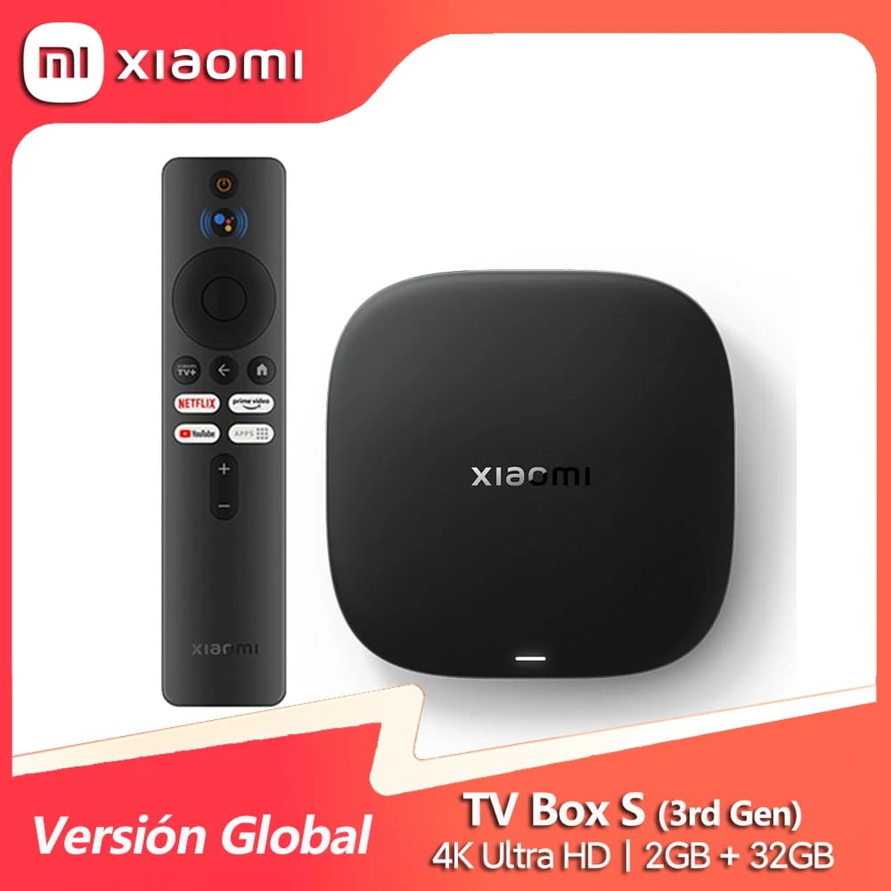 Global Version Xiaomi TV Box S 3rd Gen 4K Ultra HD Bluetooth 5.2 Wi-Fi 6 2+32GB Google TV Google Assistant Smart Media Player