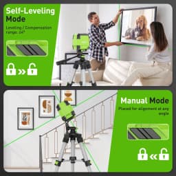 Huepar GK011DG 2 Lines Cross Line Laser Level Self-Leveling Horizontal & Vertical Level Germany Osram Green Beam With Bracket