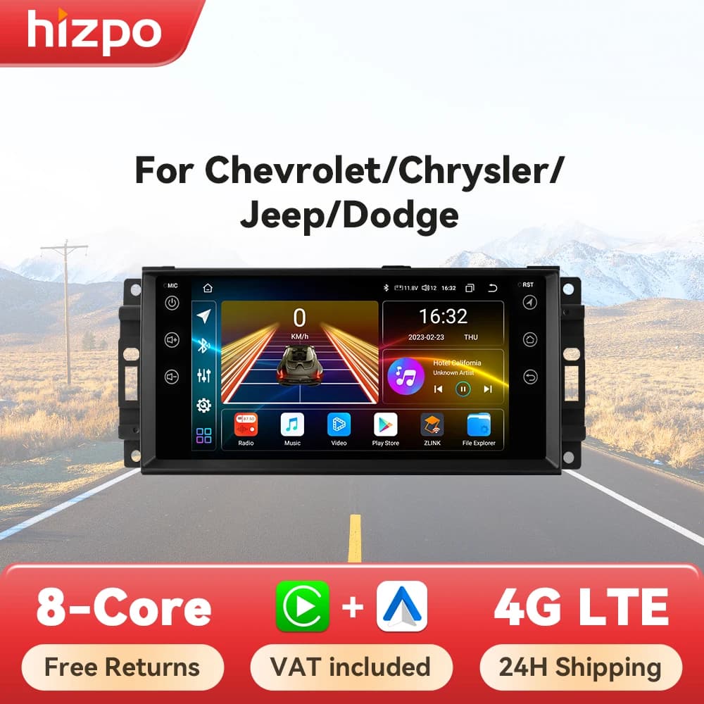 Hizpo 7" For Jeep Cherokee Compass Commander Wrangler 300C Dodge Caliber Liberty Android Auto Car Radio Multimedia GPS Carplay