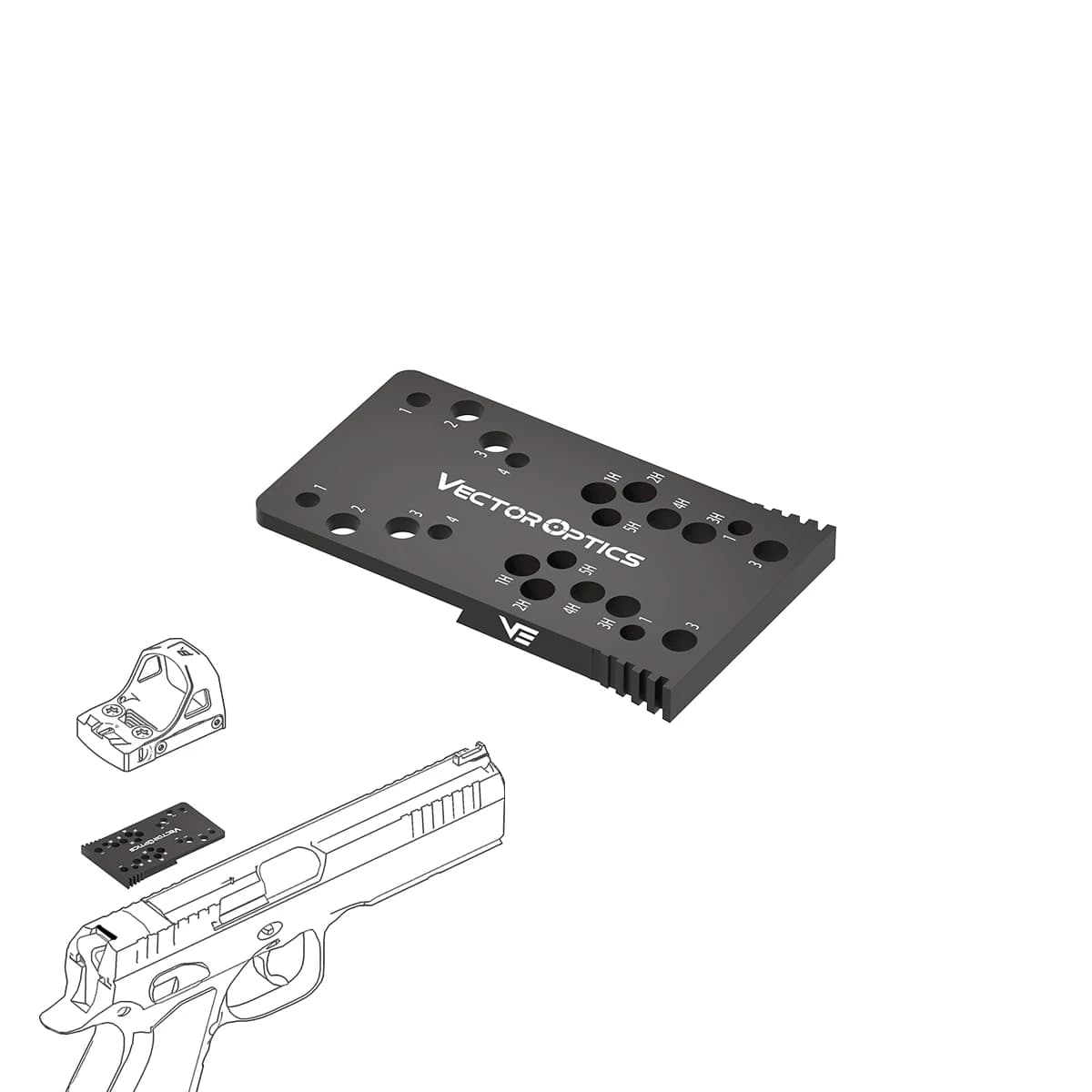Vector Optics Universal Red Dot Sight Adapter Fit CZ Shadow 2,CZ 75 Shadow,CZ 75 SP-01 Fit All Frenzy MAG/MOJ/TEK/GIN Footprint