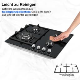 58cm Gas Hob | 4 Burner Dual Fuel (NG/LPG) 8060W Auto Flame Shut-off & Tempered Glass Surface | Built-in/Freestanding 220-240V