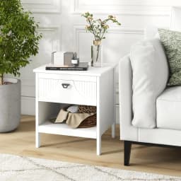 Bedside Table with Drawer, 2 Levels Side Table with Open Shelf, Wooden Bedside Cabinet, Sofa Table Box Spring Bed for Living