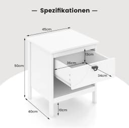 Bedside Table with Drawer, 2 Levels Side Table with Open Shelf, Wooden Bedside Cabinet, Sofa Table Box Spring Bed for Living