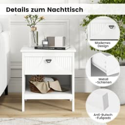 Bedside Table with Drawer, 2 Levels Side Table with Open Shelf, Wooden Bedside Cabinet, Sofa Table Box Spring Bed for Living