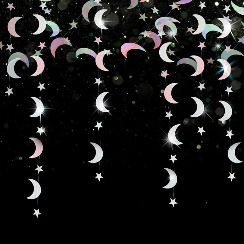 Guirnalda Luna Estrellas, RosyFate 4M Guirnalda de Estrellas de Papel, Guirnalda Papel Decoracion,