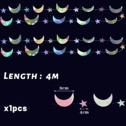 Guirnalda Luna Estrellas, RosyFate 4M Guirnalda de Estrellas de Papel, Guirnalda Papel Decoracion,