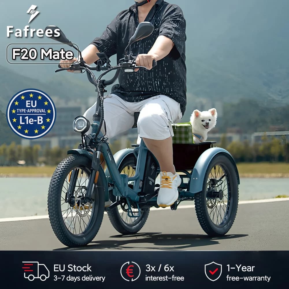 Fafrees F20 Mate Folding Electric Tricycle Adults 20 Inch Cargo E-bike 500W with 48V 21Ah/23.45Ah Removable Battery