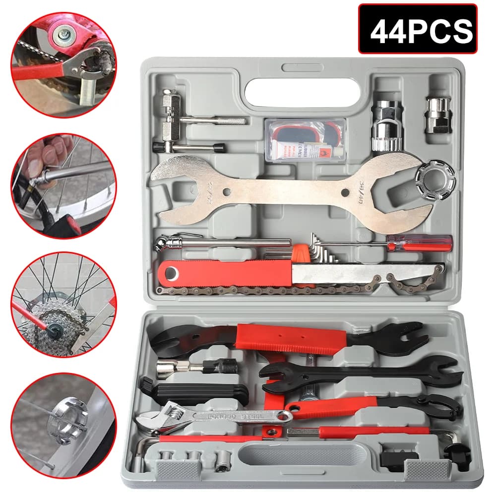 [EU Stock] 44pc Bicycle Repair Tools Bike Repair Sets Chain Breaker Cutter Crank Puller Flywheel Removal Bike Wrench Fix Tool