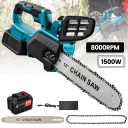 1500W Brushless 12Inch Electric Chainsaw Cordless Pruning Woodworking Power Tool Handheld Garden Cutter For Makita 18V Battery