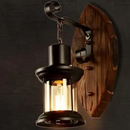 Retro Wall Lamp Wooden Creative Vintage Wall Lights Art Lantern E27 Glass Wall Lamp Metal Wall Light 230 x 360 mm