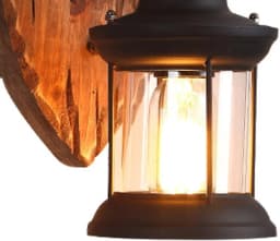 Retro Wall Lamp Wooden Creative Vintage Wall Lights Art Lantern E27 Glass Wall Lamp Metal Wall Light 230 x 360 mm