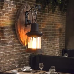 Retro Wall Lamp Wooden Creative Vintage Wall Lights Art Lantern E27 Glass Wall Lamp Metal Wall Light 230 x 360 mm