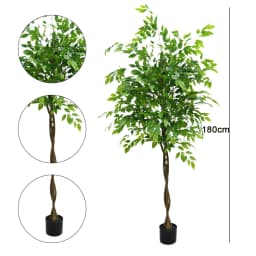 Artificial Ficus Tree 160/180cm Tall Fake Potted Ficus Tree With Planter Fake Ficus Tree For Foyer Porch Decor Home Office