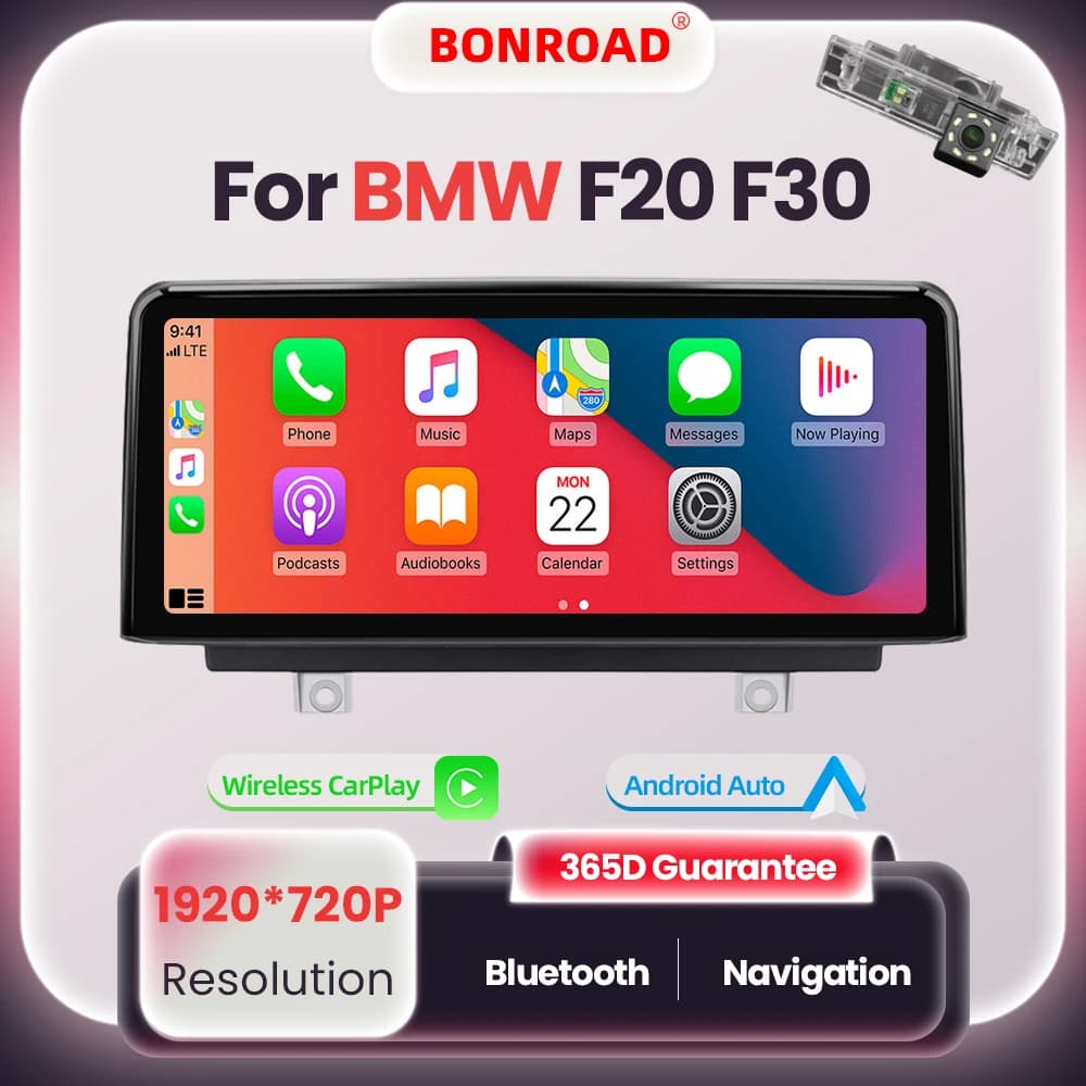 BONROAD Wireless Carplay Android Auto Radio Touch Screen For BMW 1 2 3 4 Series F20 F21 F22 F30 F31 F33 F34 F36 NBT System