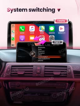 BONROAD Wireless Carplay Android Auto Radio Touch Screen For BMW 1 2 3 4 Series F20 F21 F22 F30 F31 F33 F34 F36 NBT System
