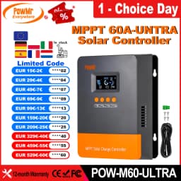 PowMr EU MPPT 60A Solar Charge Controller 12V 24V 36V 48V Plus DSP Regulator Work For Lifepo4 Battery V Solar Panel